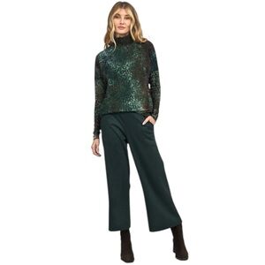 Alembika Folklore Easy Pants Forest Green Wide Leg Cropped Size 2 US 8-10 Medium